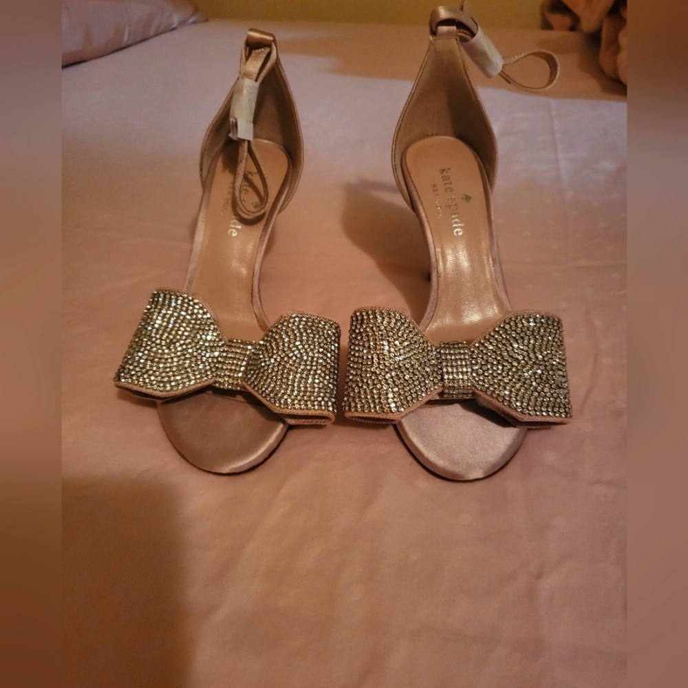 Kate Spade New York satin sparkly bow heels